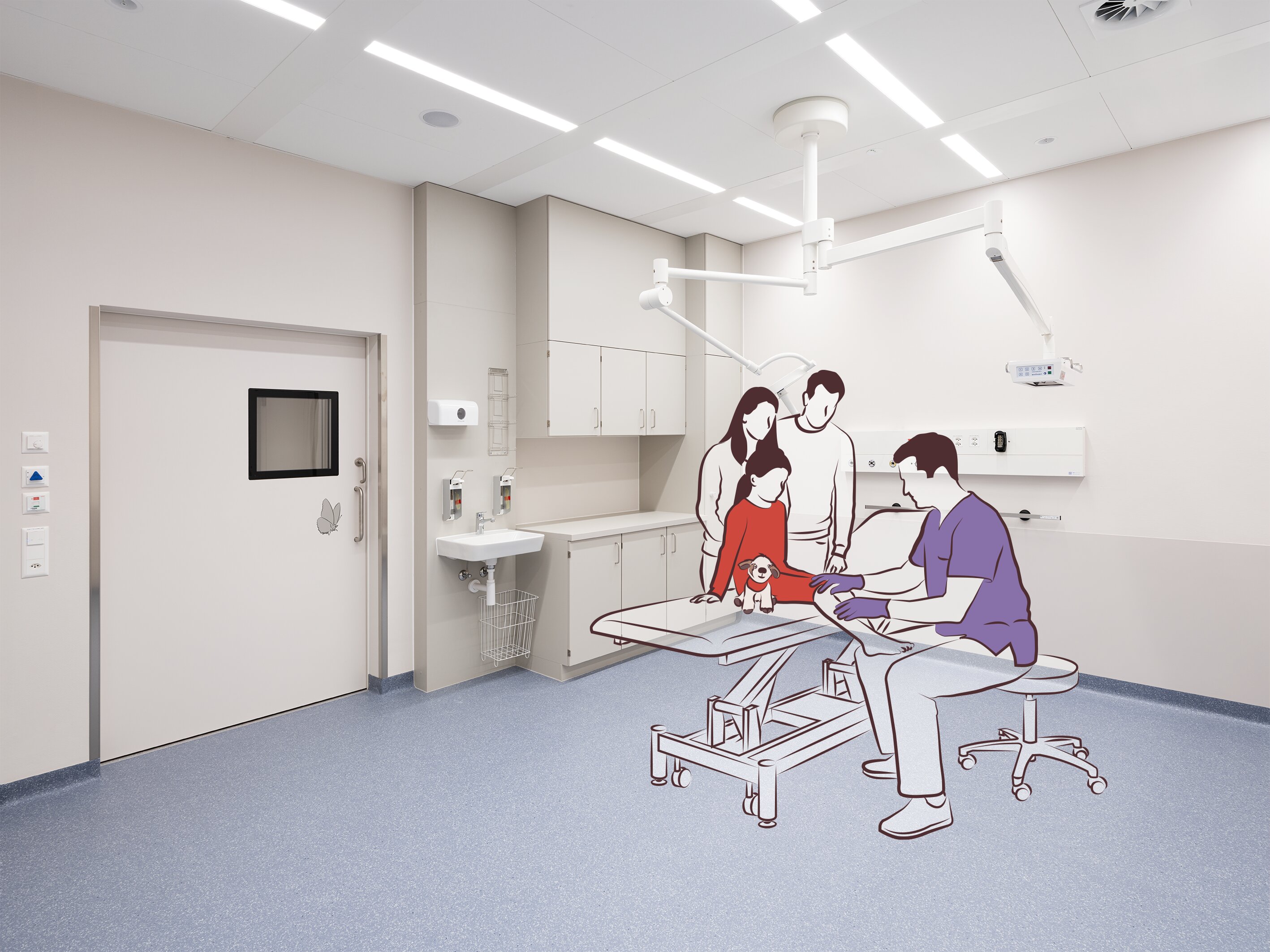 Die neuen Behandlungszimmer im Kindernotfallzentrum bieten mehr Raum für Kinder, Eltern und Behandlungsteams.